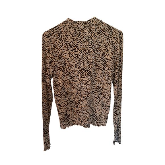 American Eagle leopard lettuce hem ribbed long sleeve top XS Y2K fall layering - Picture 3 of 8